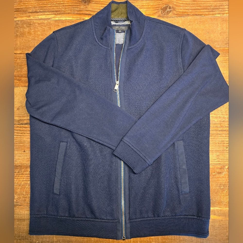 Ted Baker London Mens Blue Zip Up Sweater Size 6 Or US XL